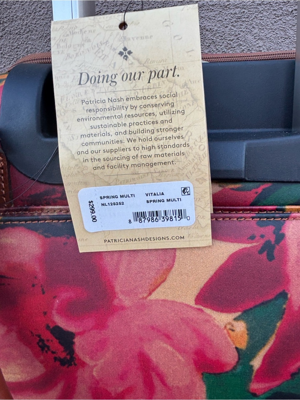 Patricia Nash Spring Multi Floral Carry-On with Brown Trim NWT - Picture 4 of 4